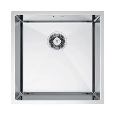 Immagine prodotto di VBChome Lavello da cucina 44×44 cm in acciaio inossidabile, colore acciaio, senza sgocciolatoio – Lavello a vasca singola, da incasso, profondità 21 cm, mobile sottolavello minimo 50 cm