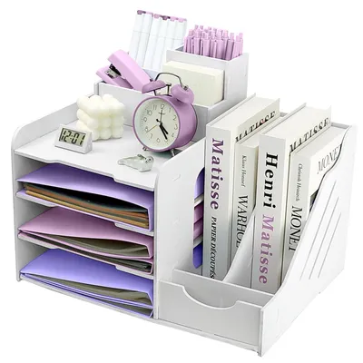 Immagine prodotto di Elzusha - Organizzatore per cassettiere - Scrivania a 4 cassetti formato A4 con portapenne