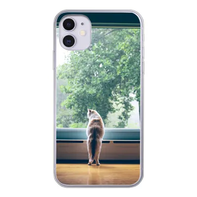 Produktbild von MuchoWow® Handyhülle Schutzhülle Hülle für iPhone 11 Katze - Fenster - Pflanzen Silikon Softcase Handy Hülle - Handytasche