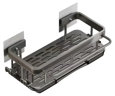 Produktbild von Spülbecken-Organizer, Spülbeckenablage aus Aluminium mit Auffangbehälter (grau)