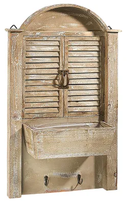 Obrázok produktu pre Kobolo Dekoratívne okenné závesy - drevo - hnedé - zásuvka na výsadbu rastlín - 44x14x76 cm, Obrázok generovaný UI