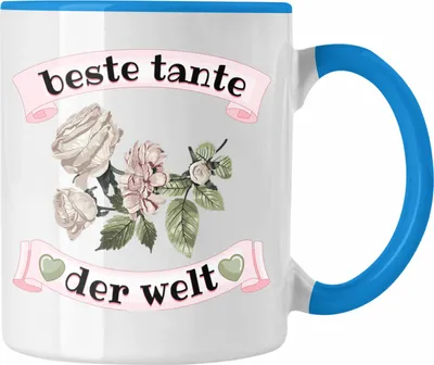 Produktbild von Trendation - Beste Tante Der Welt Geschenk Tasse Lustiger Spruch Geste Geschenkidee (Blau)