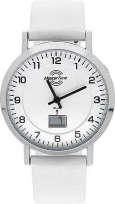 Master Time MTLA-10805-12L Damen-Funkuhr mit weißem Lederband 1