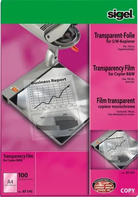 Produktbild von S/W-Kopier-Folie transparent A4 100qm klar stapelverarbeitbar VE=10x100 Blatt