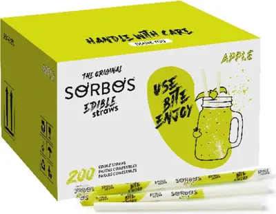 Obrázek produktu pro Jedlá ovocná brčka SORBOS - jablko (200 kusů)