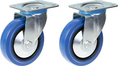 Zdjęcie produktu dla kółka 125 mm 5", niebieskie, gumowe, obrotowe, udźwig 400 kg, zestaw 2 szt