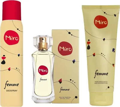 Produktbild von Miro FEMME 1x Eau de Parfum Natural Spray 50 ml + 1 x Shower Gel 250 ml + 1 x Deospray 100 ml