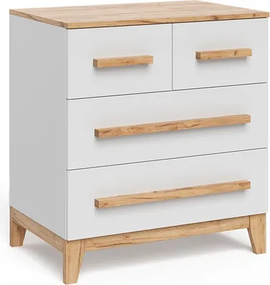 Image de Commode avec tiroirs Vitalispa Malia Blanc/Artisan 80x88cm avec 4 tiroirs, Model 58365