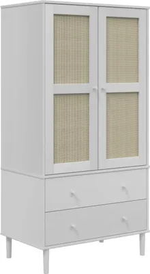 Obrázek produktu pro vidaXL Šatní skříň SENJA ratanový vzhled bílá 90x55x175 cm borovicové dřevo