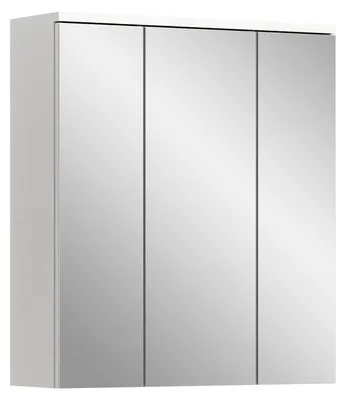 Spiegelschrank 63x73x21 cm, 3 Türen, Softclose, 6 Böden, Weiß Hochglanz