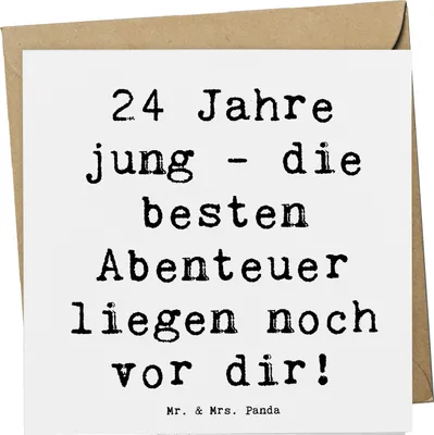 Produktbild von Mr. & Mrs. Panda Glückwunschkarte Spruch 24. Geburtstag - Weiß - Geschenk, Klappkarte, Mut, Happy Birthday, faltkarte, 24 Jahre, anlasskarte, doppelkarte, Familie
