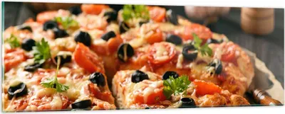 Produktbild von Bilder auf glas - Pizza Käse Tomaten - 90x30cm - Glasbilder - Wandbilder - Kunstdruck - zum Aufhängen bereit - Wanddekoration aus Glas - Glas Bilder - Wandbild auf Glas - Einteilig - GAB90x30-3907
