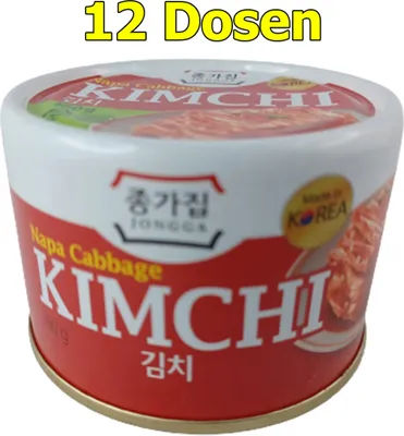 Produktbild von JONGGA Koreanisches Kimchi Kohl Napa Cabbage in Easy Open Dose 12er Pack (12 x 160g)