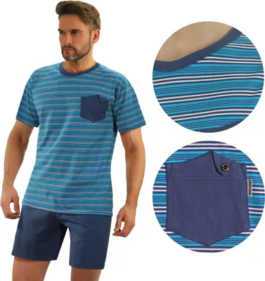 Immagine prodotto di Sesto Senso pigiama uomo cotone manica corta + pantaloni pigiama notte - K67ZC - L