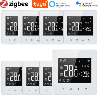 Produktbild von 8X Tuya ZigBee Digital LCD Raumthermostat Thermostat , Wandthermostat Unterputz Fussbodenheizung fuer  Wasser-Gas-Kessel, kompatibel mit Amazon Alexa und Google Home