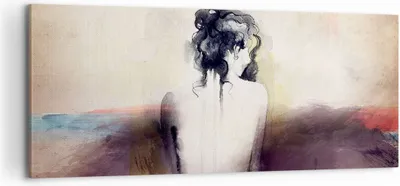 Produktbild von Bild auf Leinwand - Leinwandbild - Frau handeln nackt - 100x40cm - Wand Bild - Wanddeko - Leinwanddruck - Bilder - Kunstdruck - Wanddekoration - Leinwand bilder - Wandkunst - AB100x40-3657