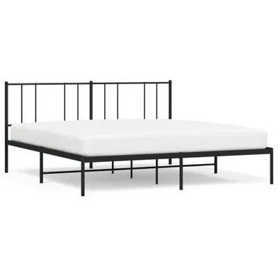 Image de vidaXL Cadre de lit avec tête de lit en métal noir 183x213 cm