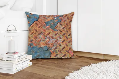 Produktbild von MuchoWow® Zierkissen Sofakissen Wohnzimmer Dekokissen 50x50 cm Rost - Diamantplatte - Beton - Komfort - Sofakissen