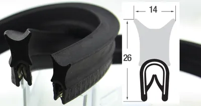 Produktbild von DO16 - PVC/ EPDM Kantenschutz Dichtungs Profil Gummi Dichtung oben - Klemmbereich 1 - 4 mm