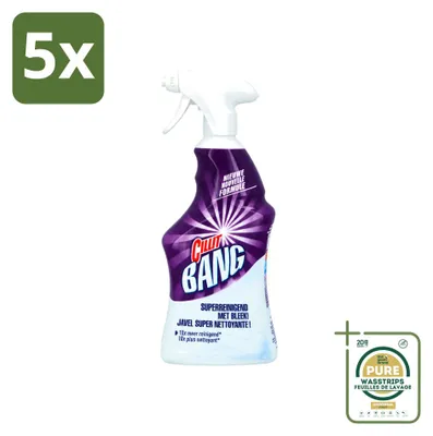 Produktbild von 5 x Cillit Bang Power Cleaner Bleiche & Hygiene Reinigerspray 750 ml - Vorratspackung - 5 Stücke