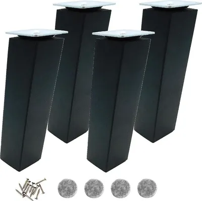 Produktbild von 4x Möbelbein Holz schräg 5x5 cm – 18 cm – Schwarz lackiert – Montageset
