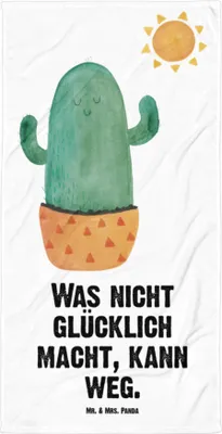 Produktbild von Mr. & Mrs. Panda Handtuch Kaktus Sonne - Weiß - Geschenk, Duschtuch, Strandtuch, Duschhandtuch, Glück, Liebeskummer, Freundin, Kakteen, Scheidung, Reisehandtuch