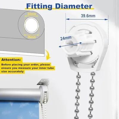 Produktbild von Kettenzug Ersatz Getriebe für 26 mm Rollowelle, Reparatur Set für Jalousien aus Metall, Rolloträger mit Kappen Komplett Set von Poweka
