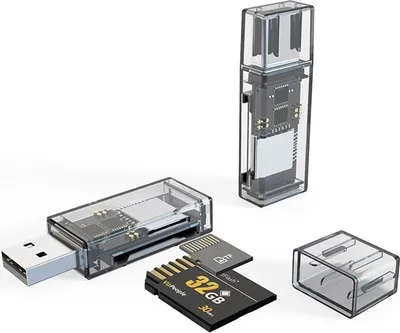 Produktbild von INF USB & Type-C Dual Kartenleser: SD/TF, 128G, Schwarz Transparent