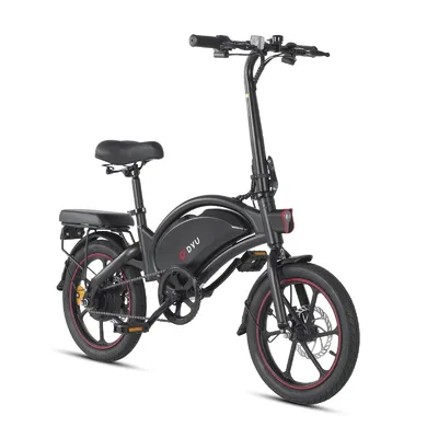Obrázok produktu pre Elektrický bicykel DYU D16 - Výkon 250W Batéria 36V6Ah Dojazd 30KM Kotúčové Brzdy - Čierna