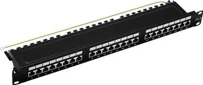 Produktbild von ProfiPatch Cat.6 Patchpanel Verteilerfeld 24 Port Patchfeld RJ45 geschirmt Rackeinbau 1HE schwarz