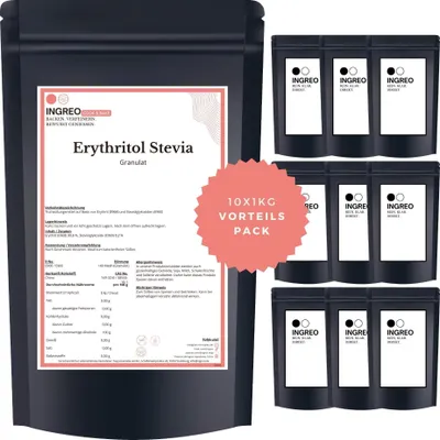 Produktbild von Erythritol Stevia - (99,8% + 0,2%) Granulat (<40 Mesh) – 10kg (10X1kg)