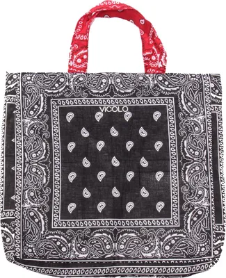 Zdjęcie produktu dla 4585AG torba na zakupy VICOLO czarna/czerwona bawełniana torba na zakupy z efektem vintage