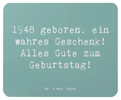 Produktbild von Mr. & Mrs. Panda Mousepad Spruch 1948 Geburtstag - Meeresbrise - Geschenk, pc, Alter, 75., Geburtstagsgeschenk, computer, Happy Birthday, Glückwunsch, Mouse Pad, Mauspad