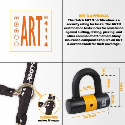 Productafbeelding van Kettingslot 120 cm - Voor fiets, scooter en motor
