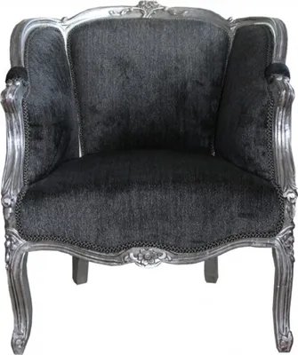 Produktbild von Casa Padrino Barock Sessel Grau / Silber