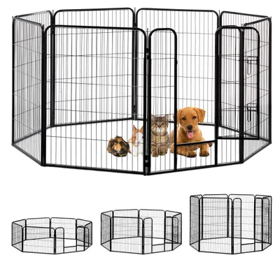 Imagen del producto de Relaxdays, jaula para cachorros, perros pequeños, cachorros, animales pequeños, para interior y exterior. Dimensiones (alto x ancho x profundidad): 100 x 76,5 x 235 cm, color negro, Imagen generada por IA