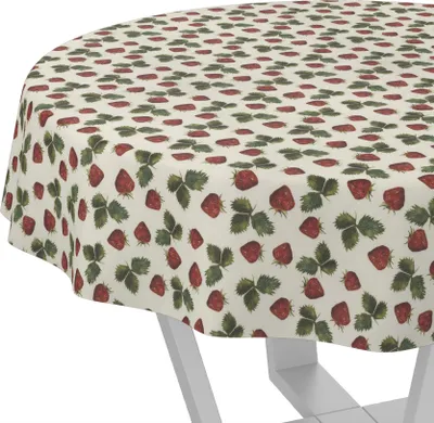 Produktbild von Tischdecke Giovanna-Blumen Rot-Grün Rund 140cm Schnittkante