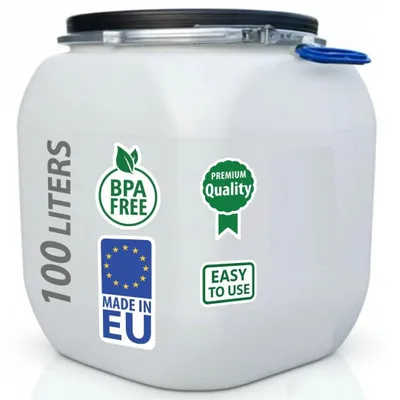 Produktbild von Weithalsfass Futtertonne Fasssilage Regen Fass Gepäcktonne 100l mit Metallring weiß