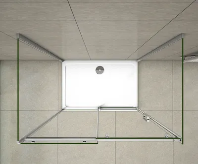 Produktbild von U-Form Duschkabine 120x195cm Schiebetür mit 80x80x195cm Seitenwand 8mm Nano ESG Glas Duschabtrennung Sicherheitsglas Klarglas