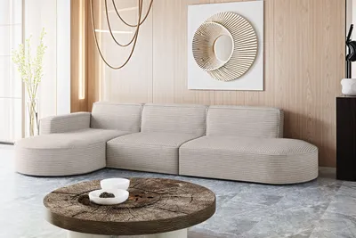 Obrázek produktu pro MODENA Designová pohovka ve tvaru L, pohovka ve tvaru L, látka Poso Beige Levá