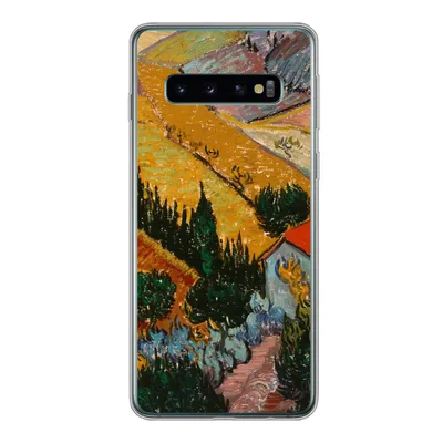 Produktbild von MuchoWow® Handyhülle Schutzhülle Hülle für Samsung Galaxy S10 Landschaft mit einem Haus und einem Ackerbauern - Vincent van Gogh Silikon Softcase Handy Hülle - Handytasche