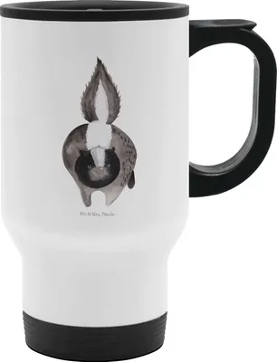 Produktbild von Mr. & Mrs. Panda thermosbecher Stinktier Angriff - Weiß - Geschenk, Wildtier, Thermobecher To Go, Kaffeebecher, wütend, Drohung, getränkebecher, To-Go-Becher, Raubtier