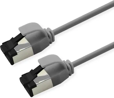 Produktbild von ROLINE U/FTP Patchkabel Cat.8 (Class I), slim, LSOH, Litzendraht, grau, 0,15 m