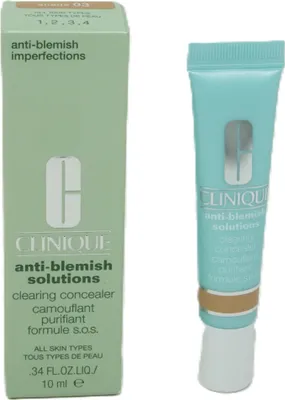 Produktbild von Clinique Anti-Blemish Solutions Clearing concealer - 03, Mischhaut, trockene Haut, normale Haut, ölige Haut, Empflindliche Haut, Nasse Haut, Anti-Makel, Anti-Rötung, Beruhigend, 10 ml, Tube, Use after Acne Solutions 3-Step Clear Skin System. Apply to surface of blemish, extending slightly..., 1 Stück(e)