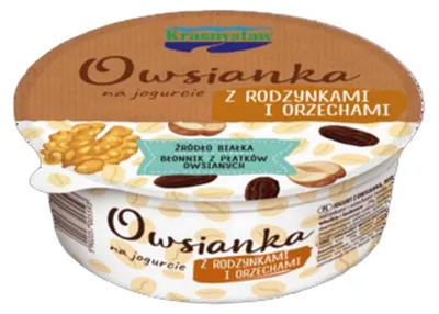 Zdjęcie produktu dla Krasnystaw Owsianka na jogurcie z rodzynkami i orzechami 250 g