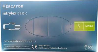 Produktbild von Mercator Nitril Handschuhe nitrylex classic blau (100er Box)