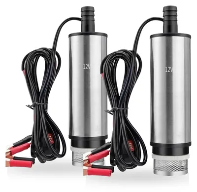 Produktbild von Dieselpumpe 12V elektrisch, Tauchpumpe 12 L/min für Diesel Öl Wasser Kerosin, Ölabsaugpumpe mit Ein/Aus-Schalter und Krokodilklemmen, Edelstahl, 2