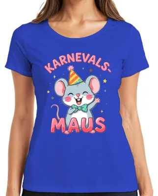 Immagine prodotto di Maglietta da donna "Karnevalsmaus" - Carnevale, festa, dolce, Quaresima, Jeck, Colonia, blu, XL