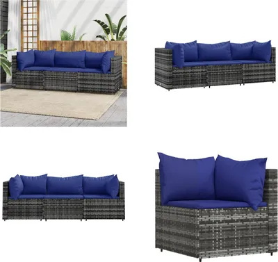 Obrázek produktu pro vidaXL 3 ks zahradní lounge set s polštáři šedý polyratan - Zahradní lounge set - Zahradní lounge sety - Venkovní lounge set - Lounge set Terasa