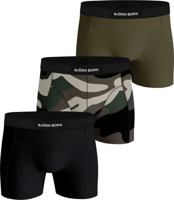 Produktbild von Björn Borg - Herren - Boxershorts Aus Baumwoll-Stretch, 3er-Pack - Bunt/Grün/Schwarz - Gr. S